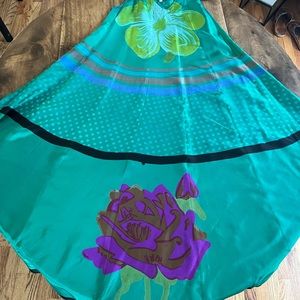 Emerald Anthropologie Maxi Dress Silk